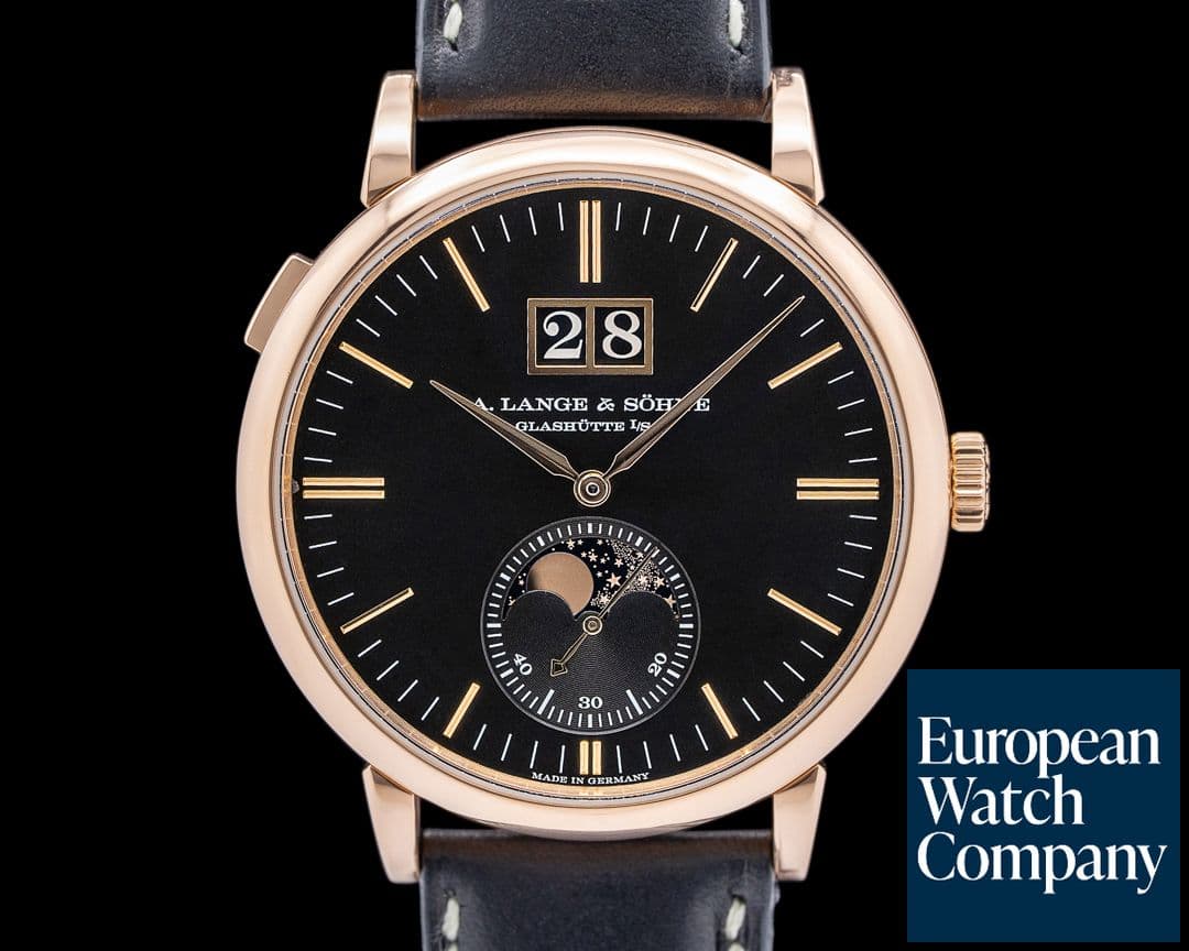 Image of A. Lange and Sohne Saxonia Moon Phase Automatik 18K Rose Gold Black Dial