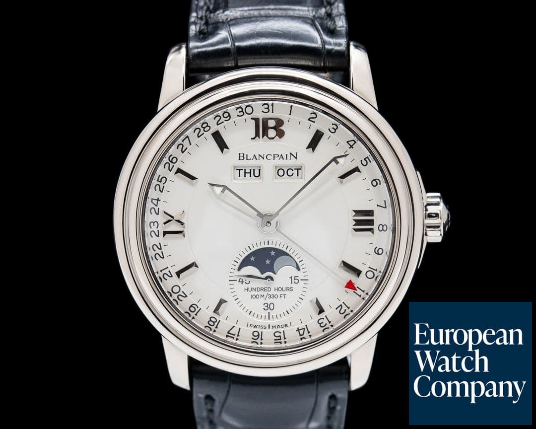 Image of Blancpain Leman Triple Date Moonphase 18K White Gold Silver Dial