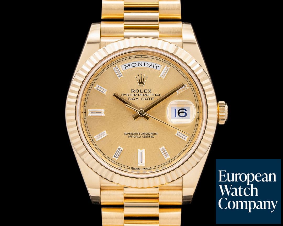 Image of Rolex Day Date President 18K Yellow Gold Champagne Baguette Dial