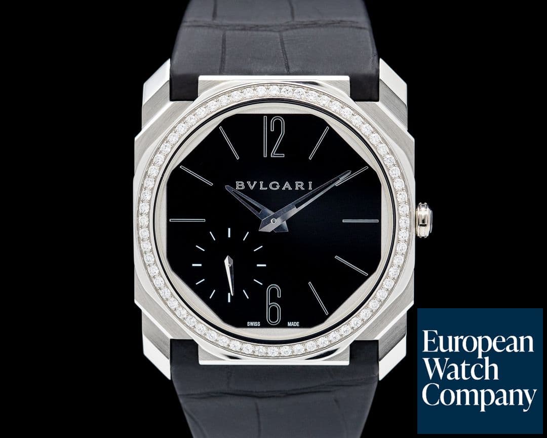Image of Bulgari Octo Finissimo Platinum Diamond Bezel Black Dial