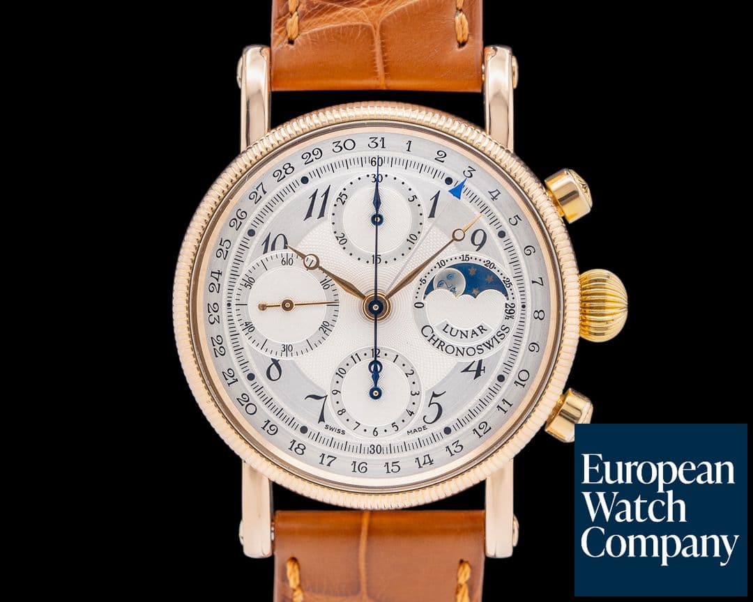 Image of Chronoswiss Lunar Chronograph 18K Rose Gold Silver Dial