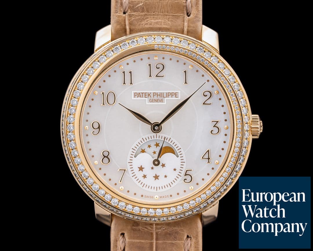 Image of Patek Philippe 4968R Calatrava Moon Phase 18K Rose Gold Diamond Bezel