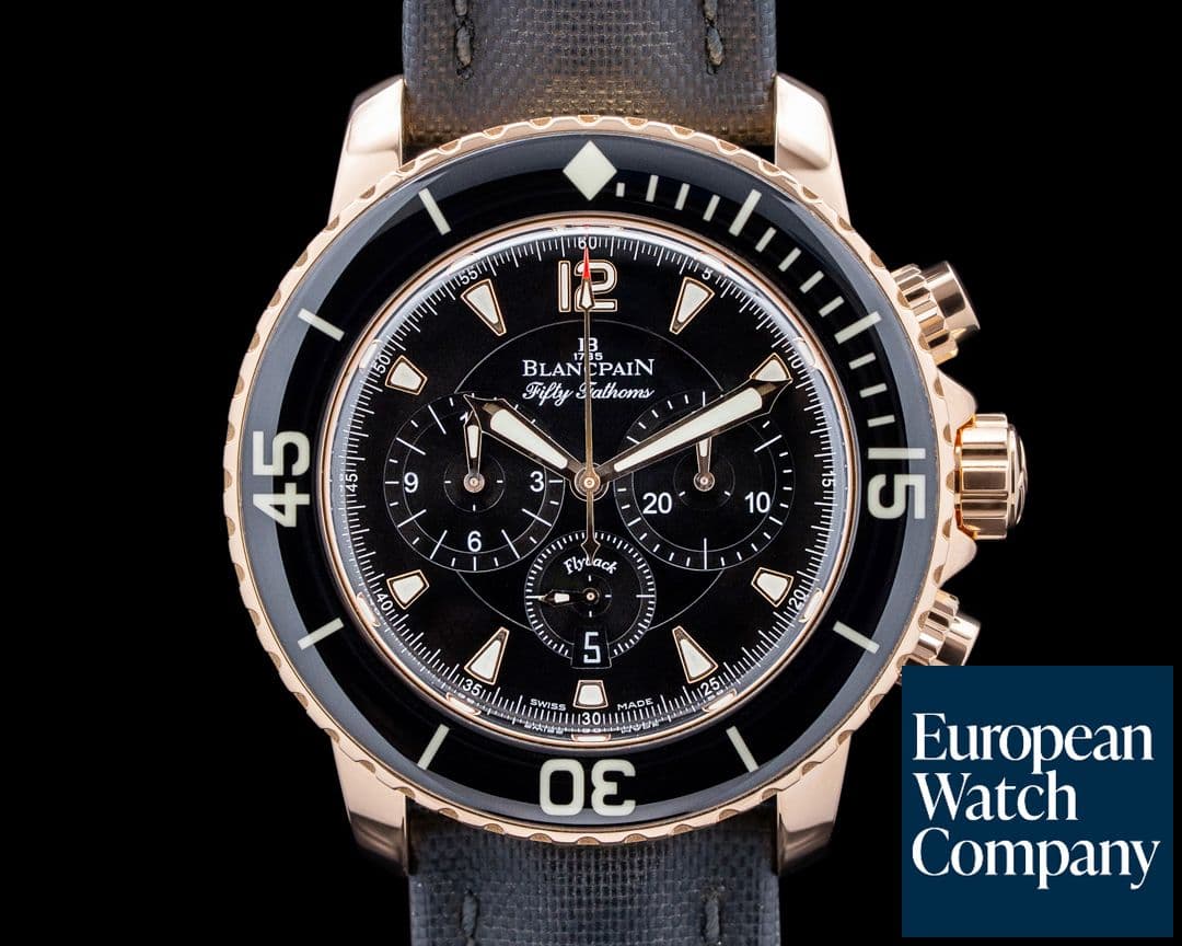Image of Blancpain Fifty Fathoms Flyback Chronograph 18K Rose Gold Black Dial