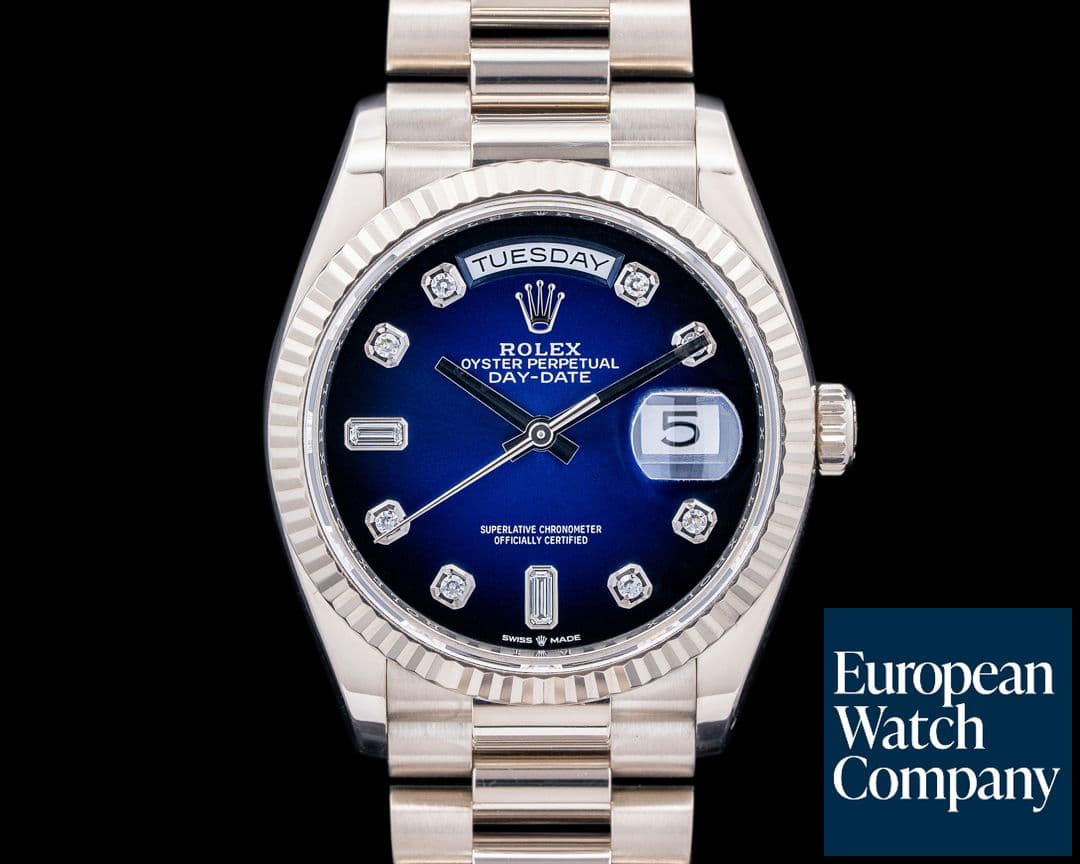 Image of Rolex Day Date President 128239 "Blue Ombre" Fume Diamond Dial