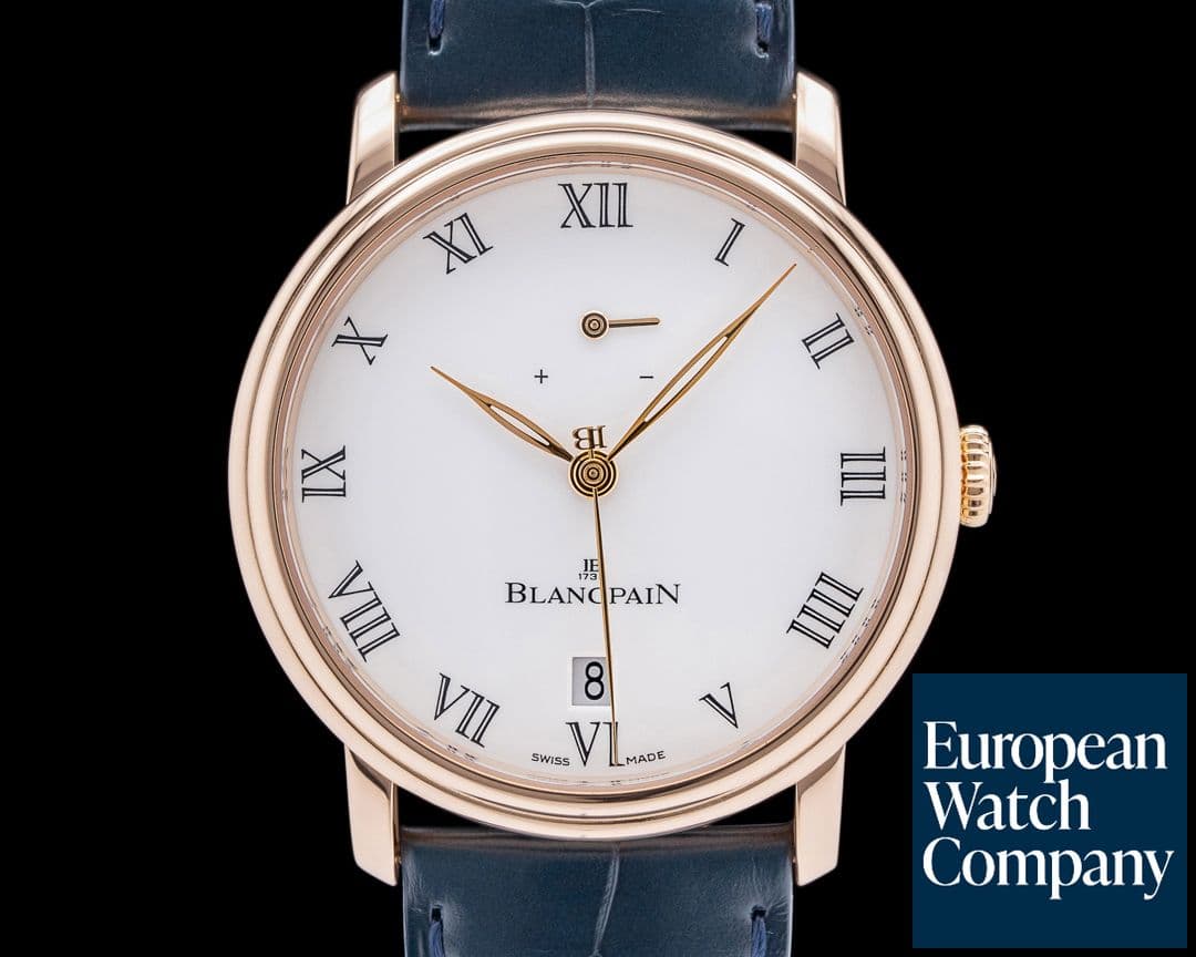 Image of Blancpain Villeret 8 Days Manual Wind 18k Rose Gold White Enamel Dial
