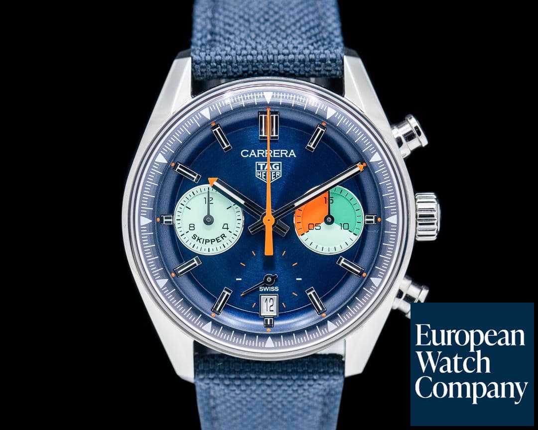 Image of Heuer Carrera Skipper 39MM SS Blue Dial
