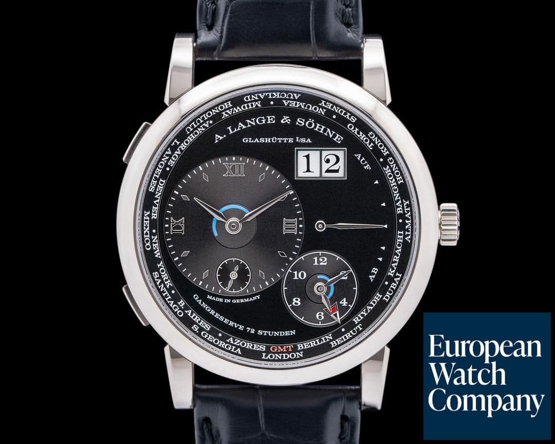 Image of A. Lange and Sohne Lange 1 Time Zone 136.029 18K White Gold Black Dial