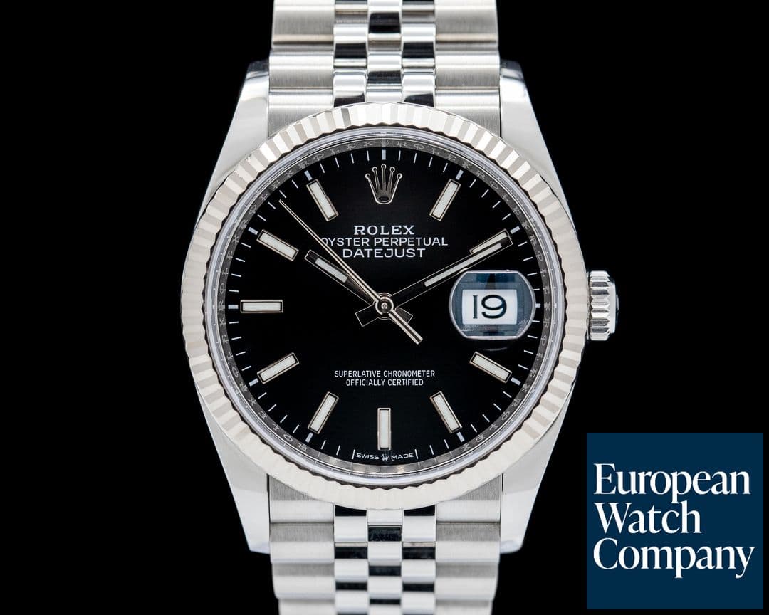 Image of Rolex Datejust 36 SS Fluted Jubilee SS Black Dial