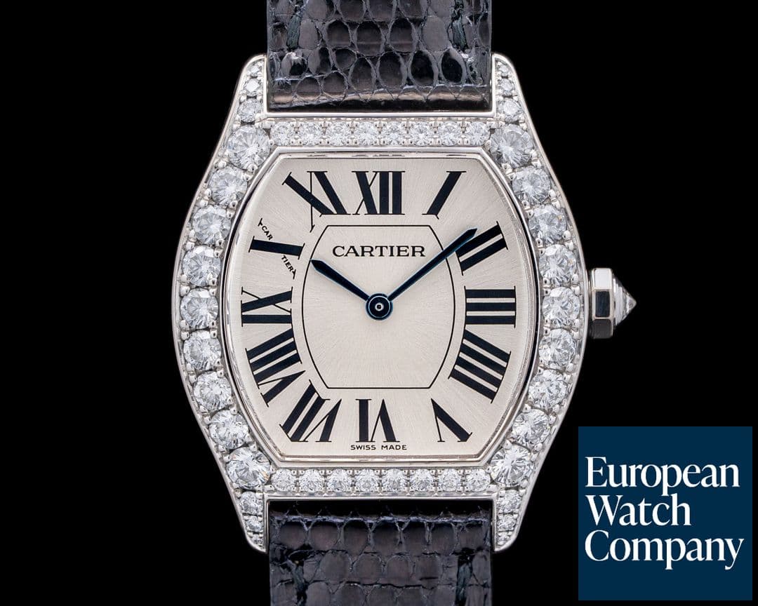 Image of Cartier 2644 Tortue 18K White Gold Diamond Bezel Silver Dial