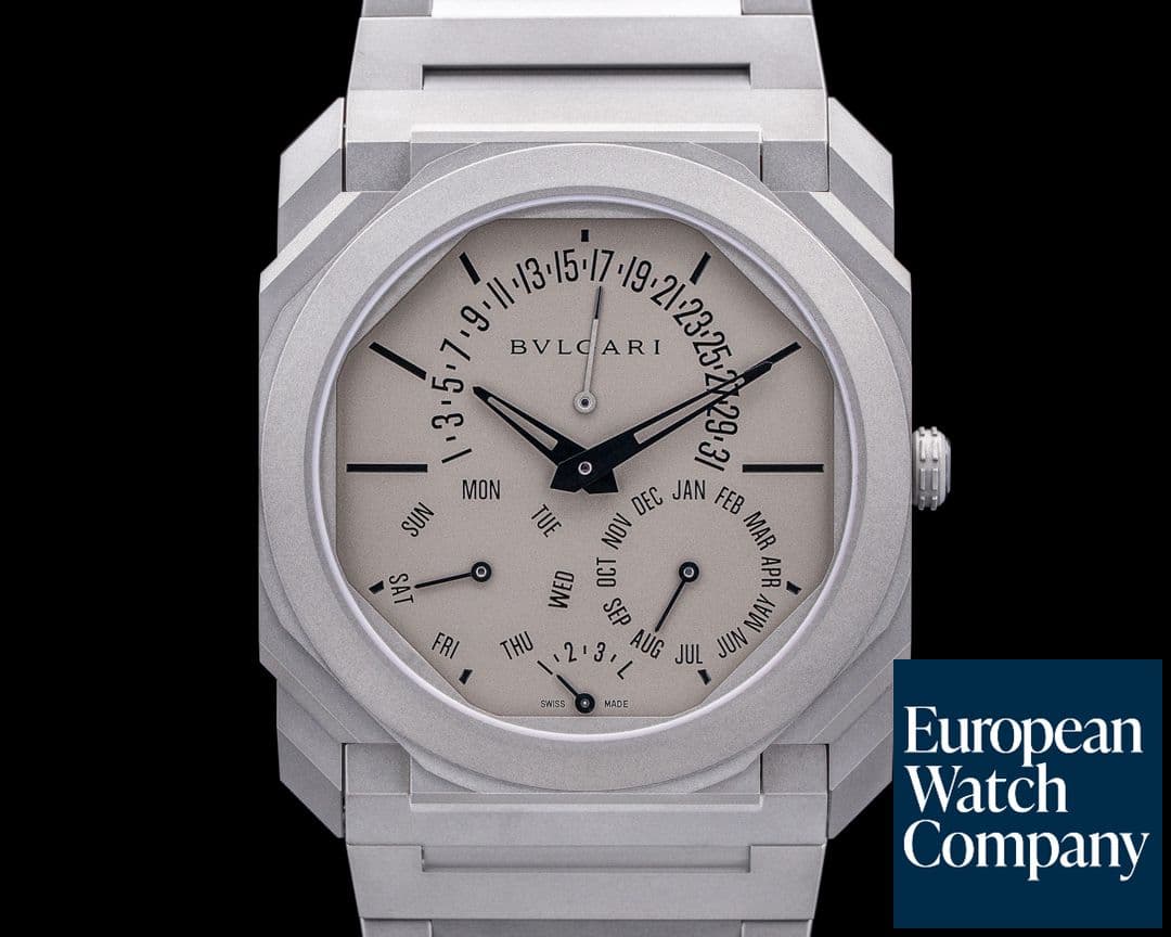 Image of Bulgari Octo Finissimo Extra Thin Perpetual Calendar Titanium Gray Dial