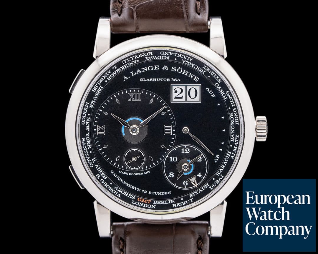 Image of A. Lange and Sohne Lange 1 Time Zone 136.029 18K White Gold Black Dial