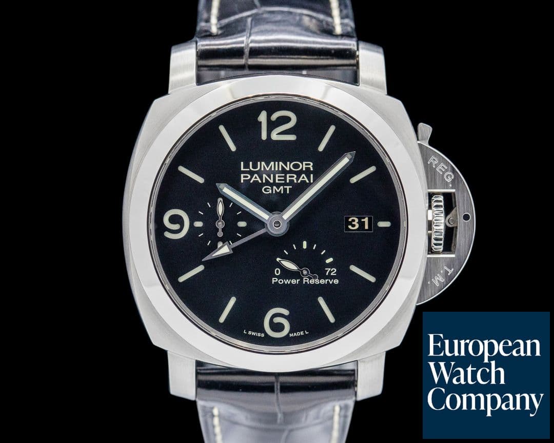 Image of Panerai Luminor 1950 3 Day GMT Power Reserve SS Black Dial