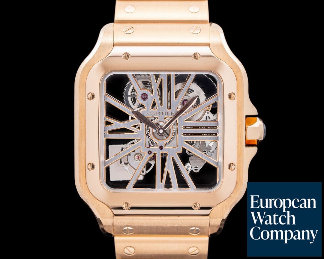 Image of Cartier Santos De Cartier 18K Rose Gold Skeleton Dial