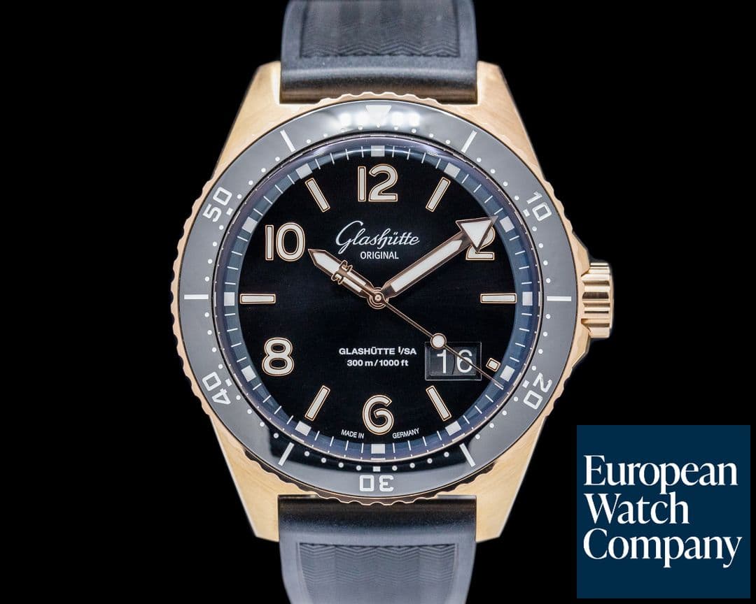 Image of Glashutte Original SeaQ Panorama Date 18K Rose Gold Black Dial