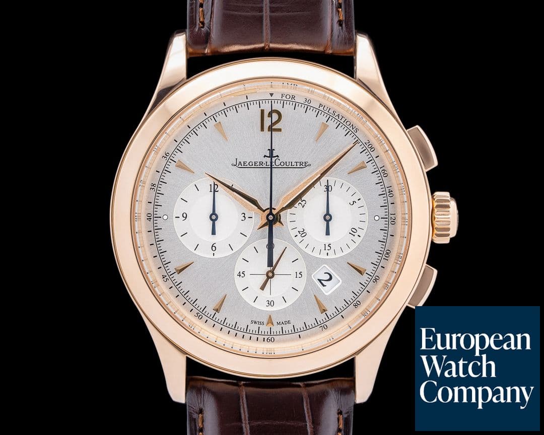 Image of Jaeger LeCoultre Master Chronograph 18K Rose Gold Silver Dial