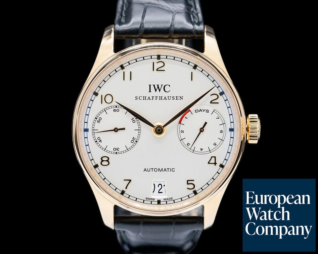 Image of IWC Portuguese 7 Day Automatic 18K Rose Gold Silver Dial