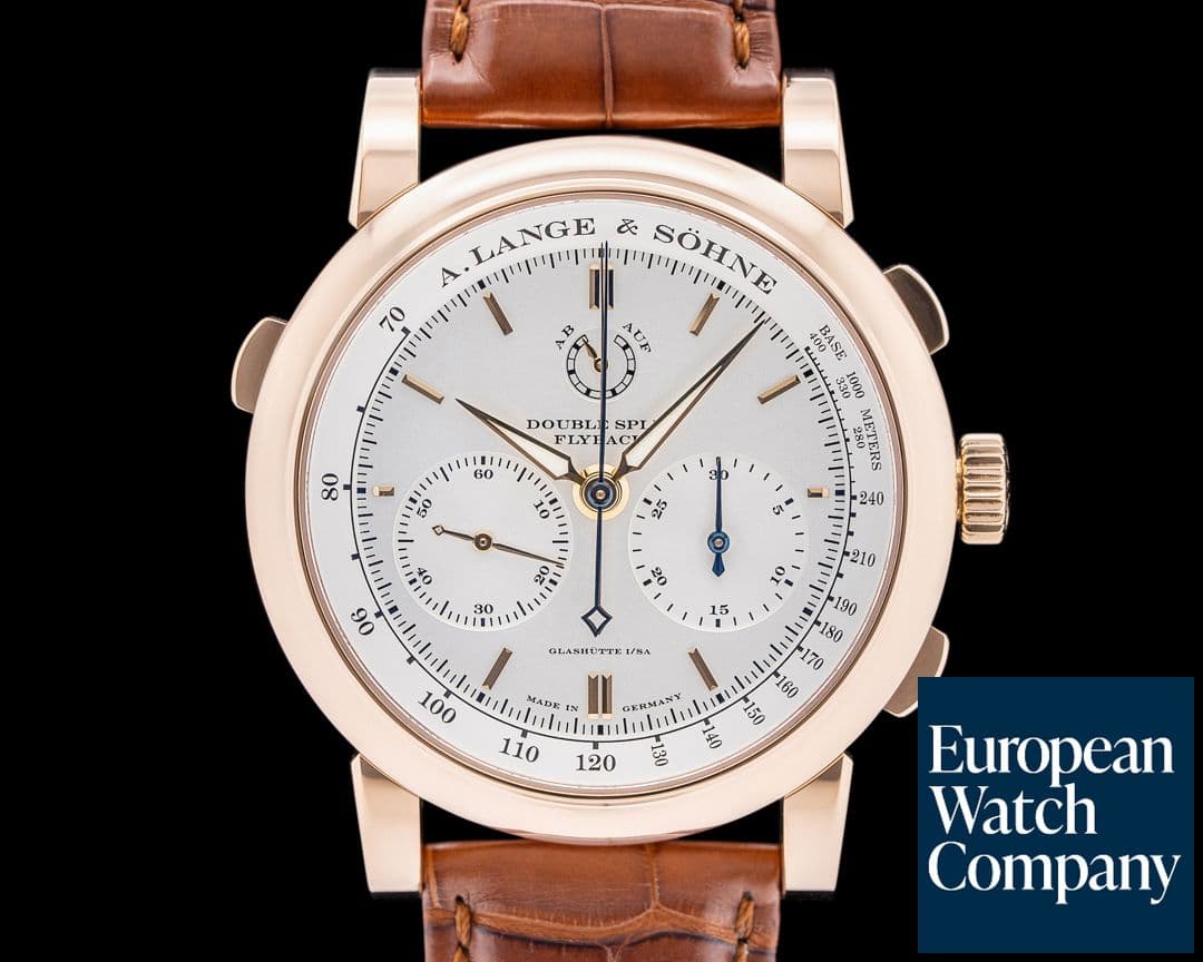 Image of A. Lange and Sohne Double Split Rattrapante Flyback 18K Rose Gold Silver Dial