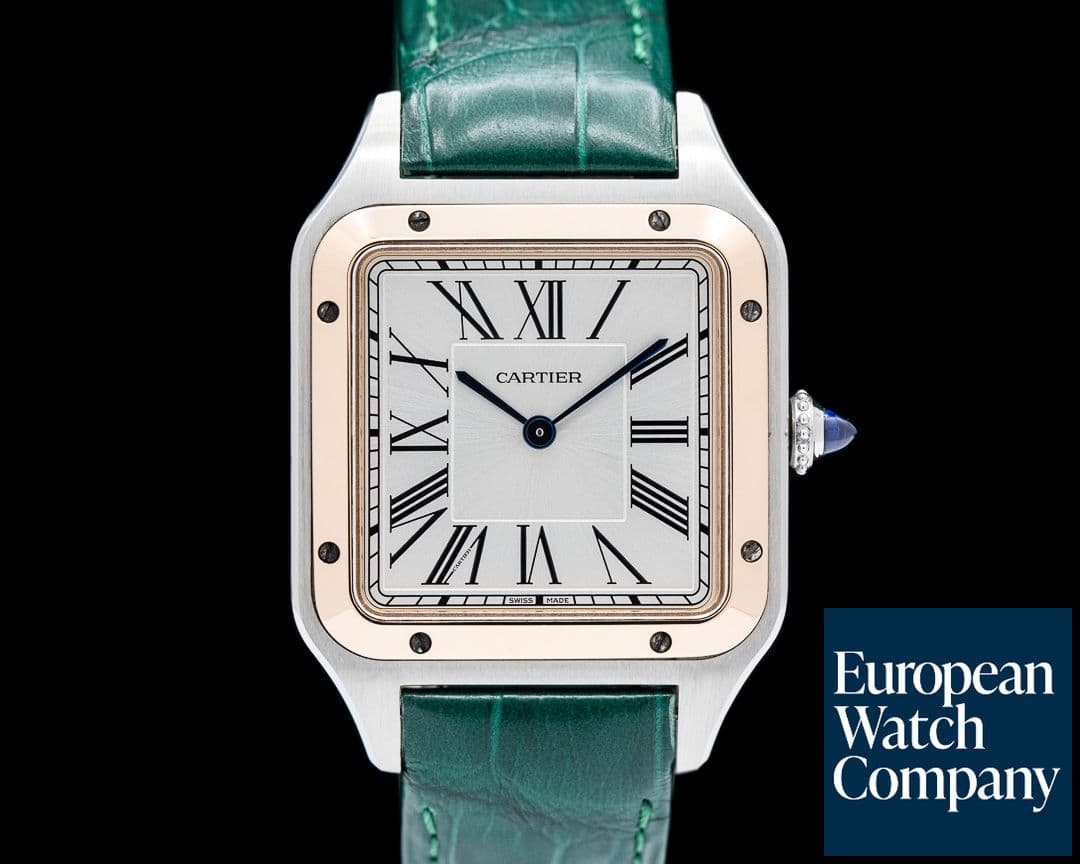 Image of Cartier Santos Dumont SS / 18K Rose Gold Quartz Silver Dial