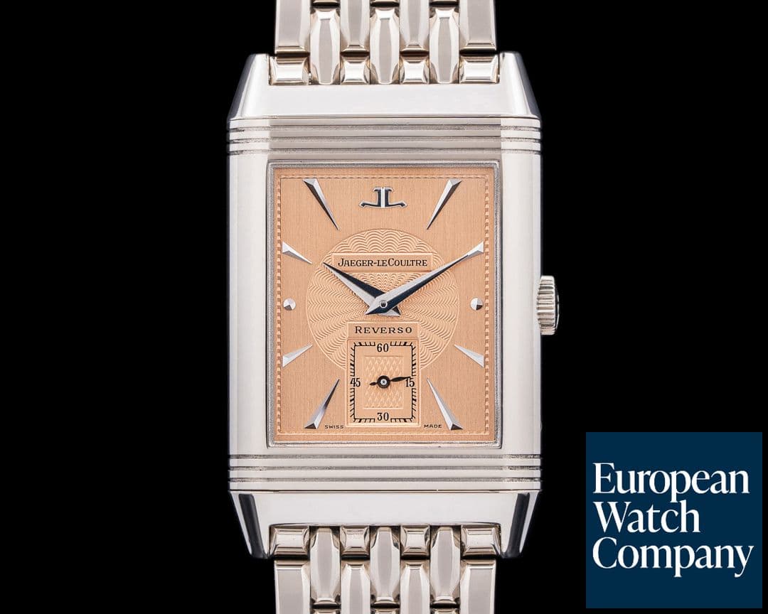 Image of Jaeger LeCoultre Art Deco Reverso 18K White Gold / Bracelet Salmon Dial RARE