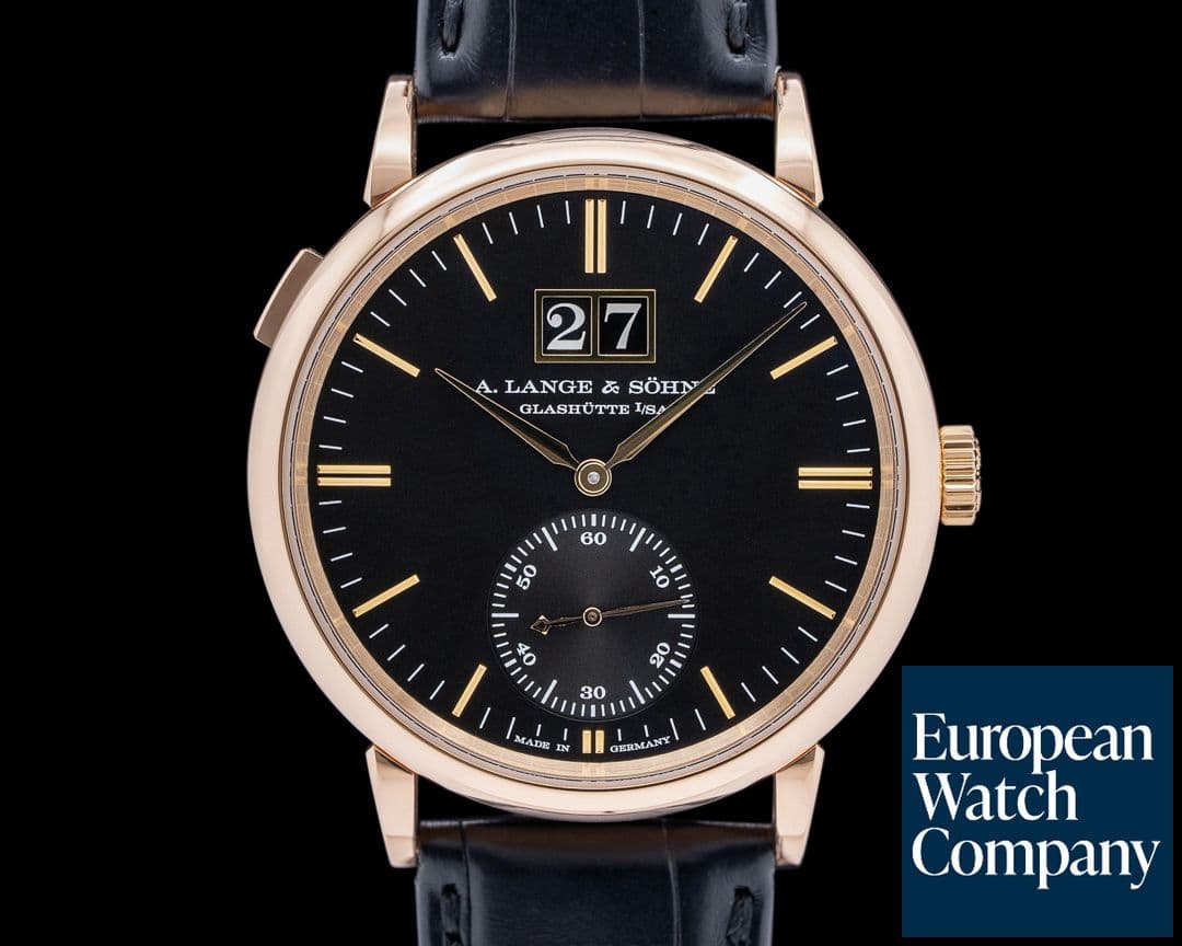Image of A. Lange and Sohne 381.031 Saxonia Outsize Date 18K Rose Gold Black Dial