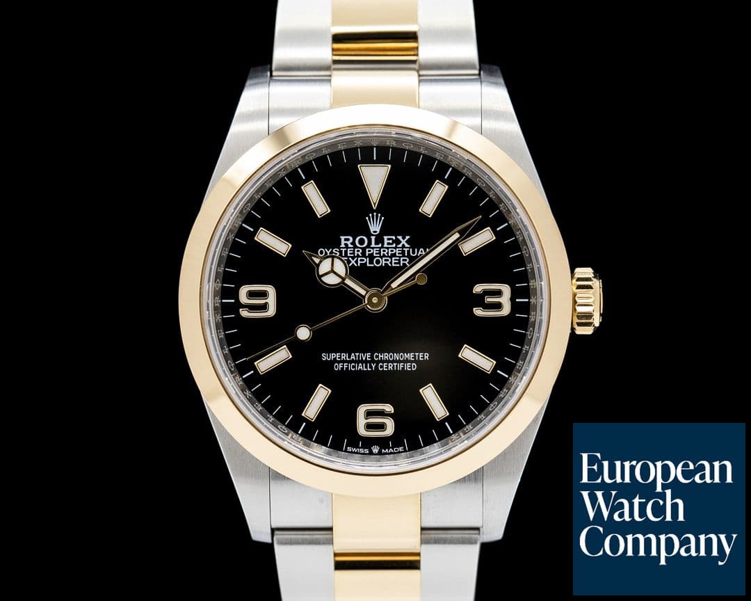Image of Rolex Explorer 36 Stainless Steel / 18K Yellow Gold Black Dial
