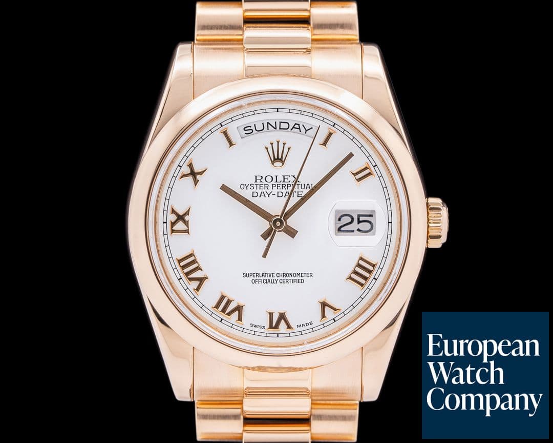 Image of Rolex Day-Date President 118205 18K Rose Gold White Roman Dial