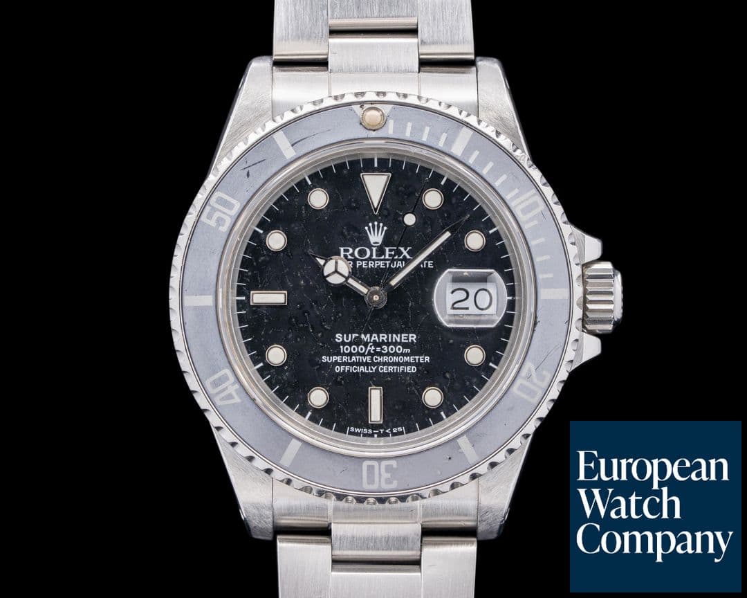 Image of Rolex Submariner "Transitional" 168000 Ghost Bezel SS Black Dial