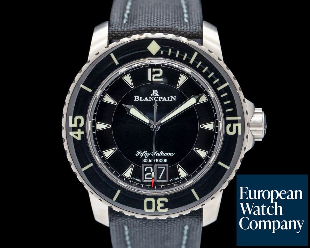 Image of Blancpain Fifty Fathoms Grande Date Titanium Black Dial