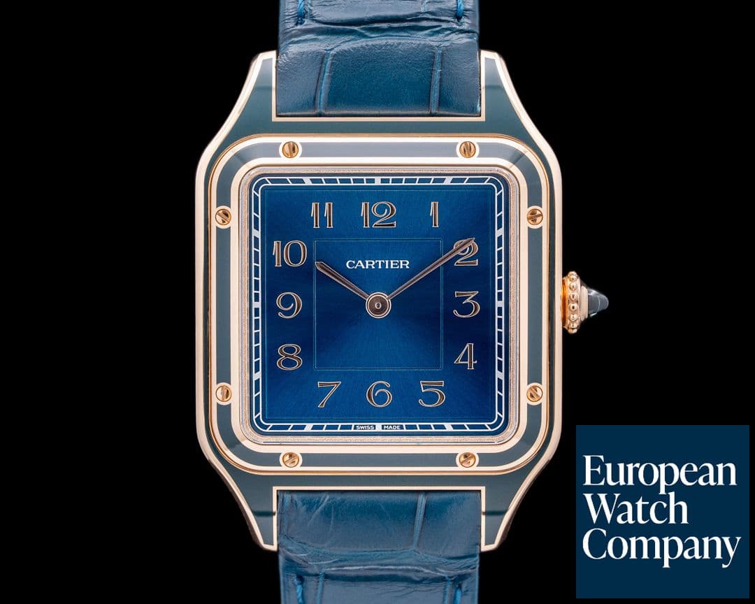 Image of Cartier Santos Dumont 18K Rose Gold Blue Dial