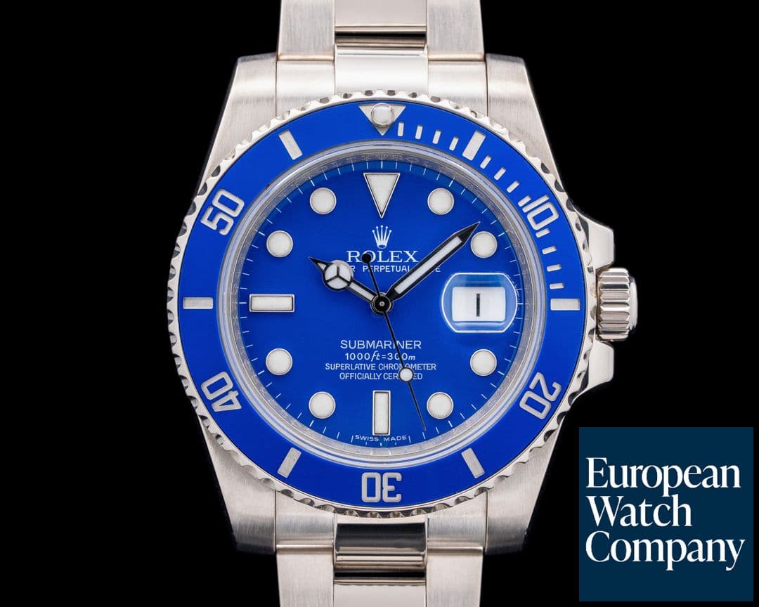 Image of Rolex 116619LB Submariner SMURF Date 18K White Gold Blue Dial