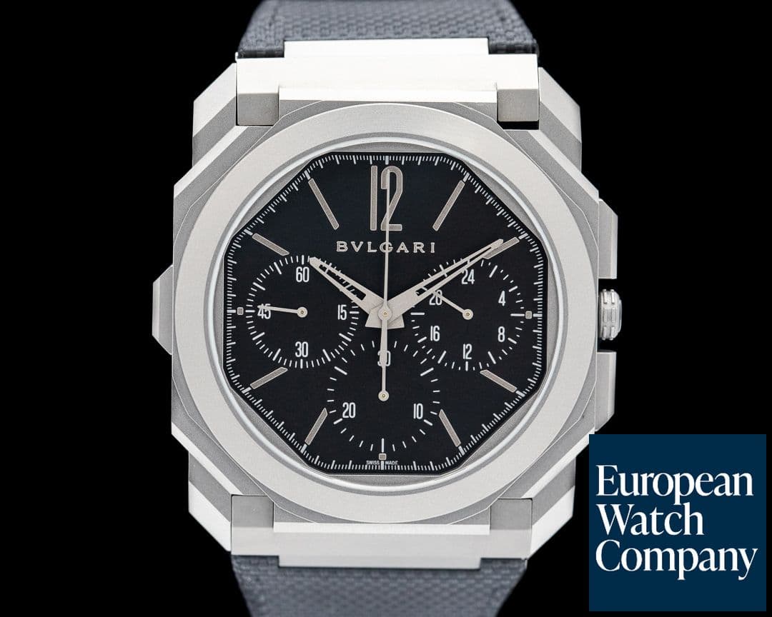 Image of Bulgari Octo Finissimo Chronograph GMT Titanium Black Dial