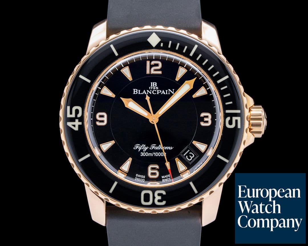 Image of Blancpain Fifty Fathoms 18K Rose Gold Black Dial