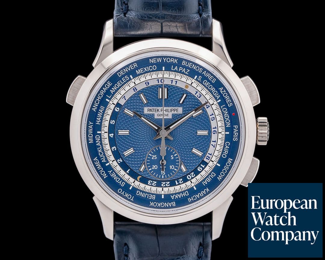 Image of Patek Philippe 5930G World Time Chronograph 18K White Gold Blue Dial
