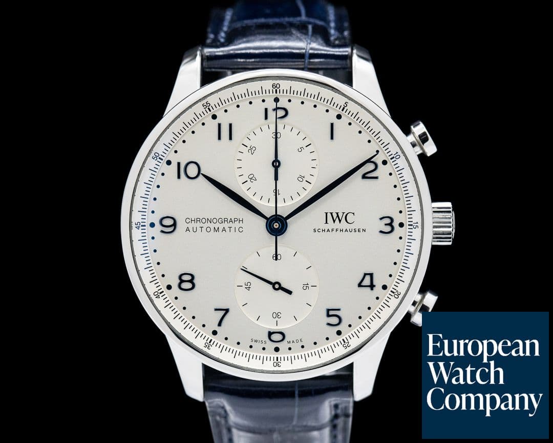Image of IWC Portuguese Chronograph SS  Blue Numerals Silver Dial