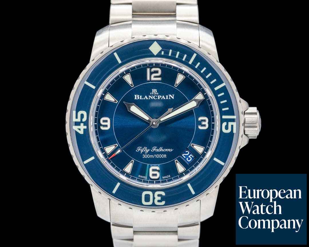 Image of Blancpain 5015-1240-52A Fifty Fathoms Titanium Blue Dial