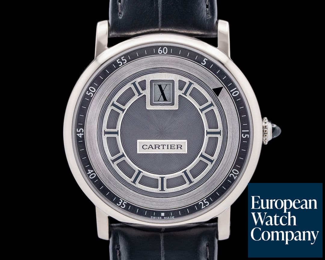 Image of Cartier Rotonde Jump Hour 18K White Gold Gray Dial