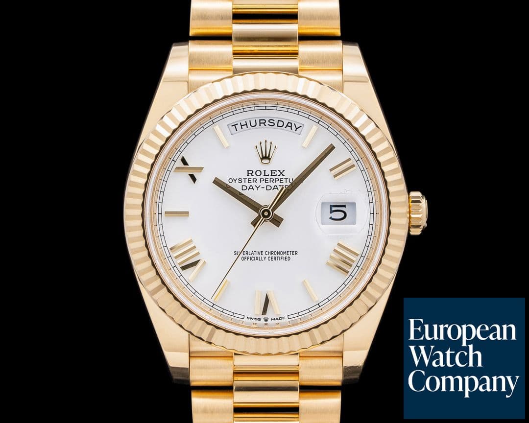Image of Rolex 228238 Day Date President 18K Yellow Gold White Roman Dial