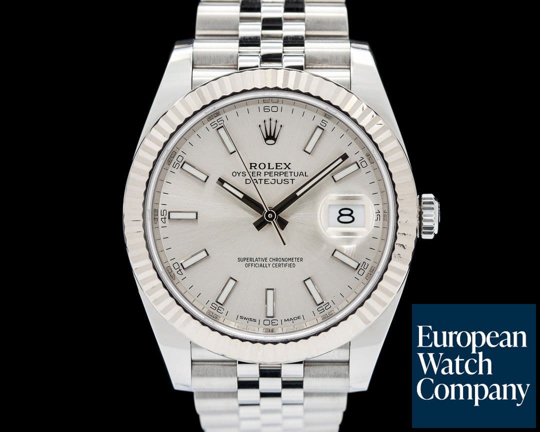 Image of Rolex Datejust 41 Fluted Jubilee SS Silver Dial