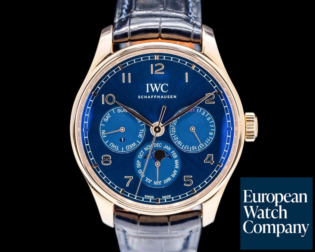 Image of IWC Portugieser Perpetual Calendar Boutique 18K Rose Gold Blue Dial