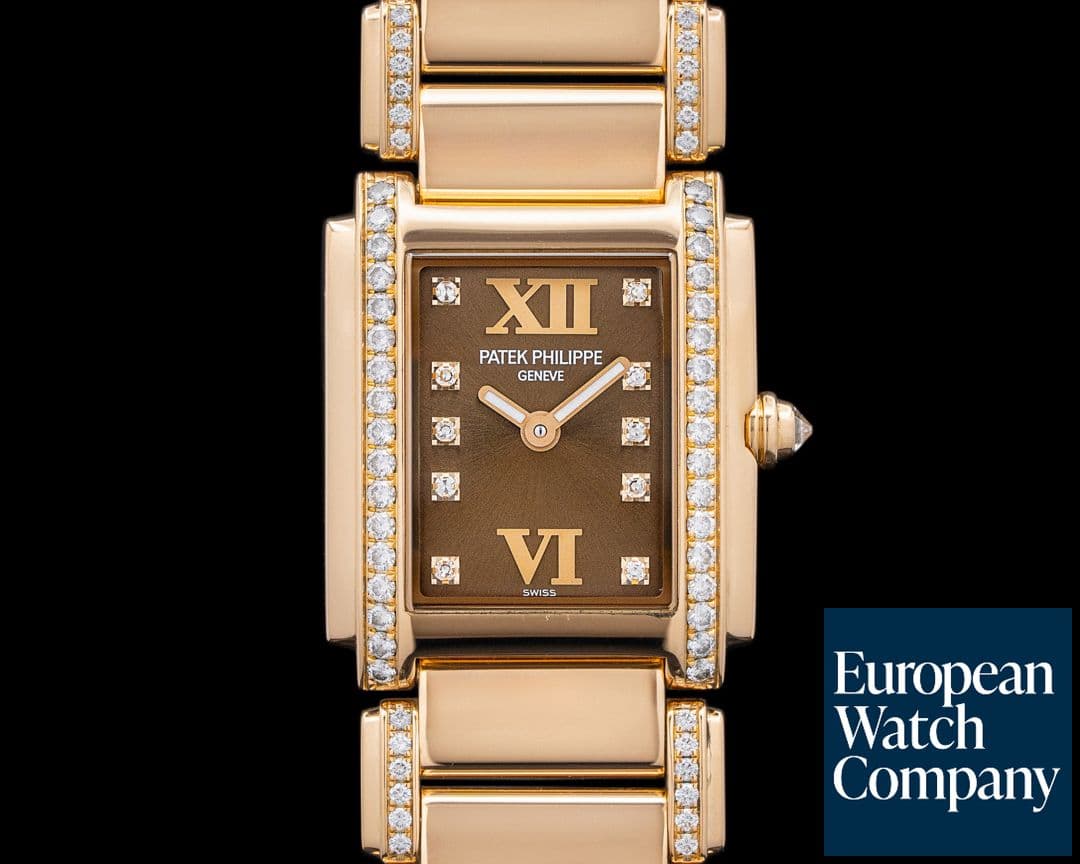 Image of Patek Philippe Ladies Twenty 4 Diamonds 18K Rose Gold Brown Dial