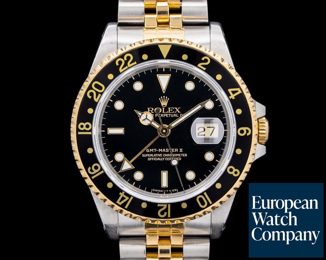 Image of Rolex GMT Master II 16713 SS / 18K Yellow Gold Black Dial