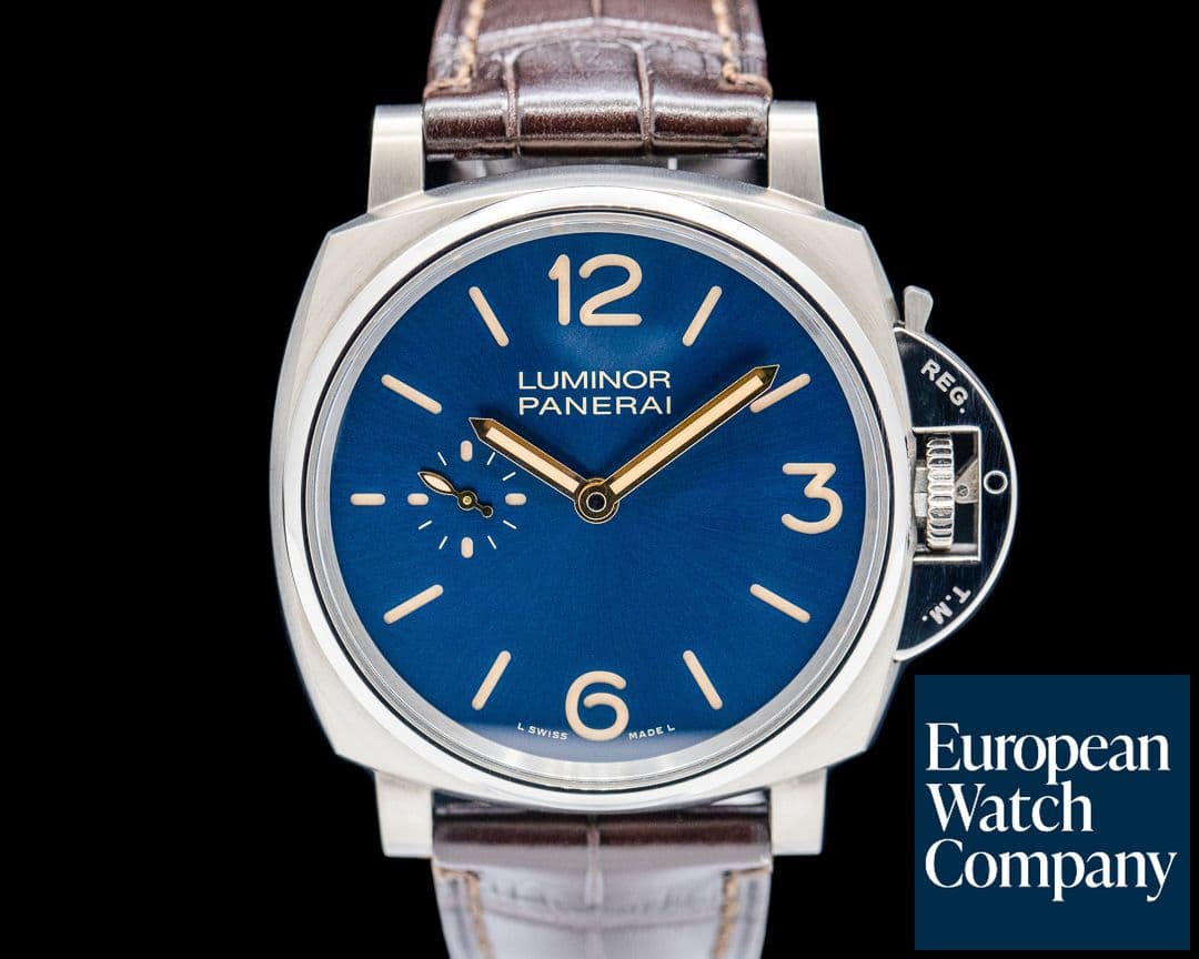 Image of Panerai Luminor Due 42MM 3 Days Titanium Blue Dial
