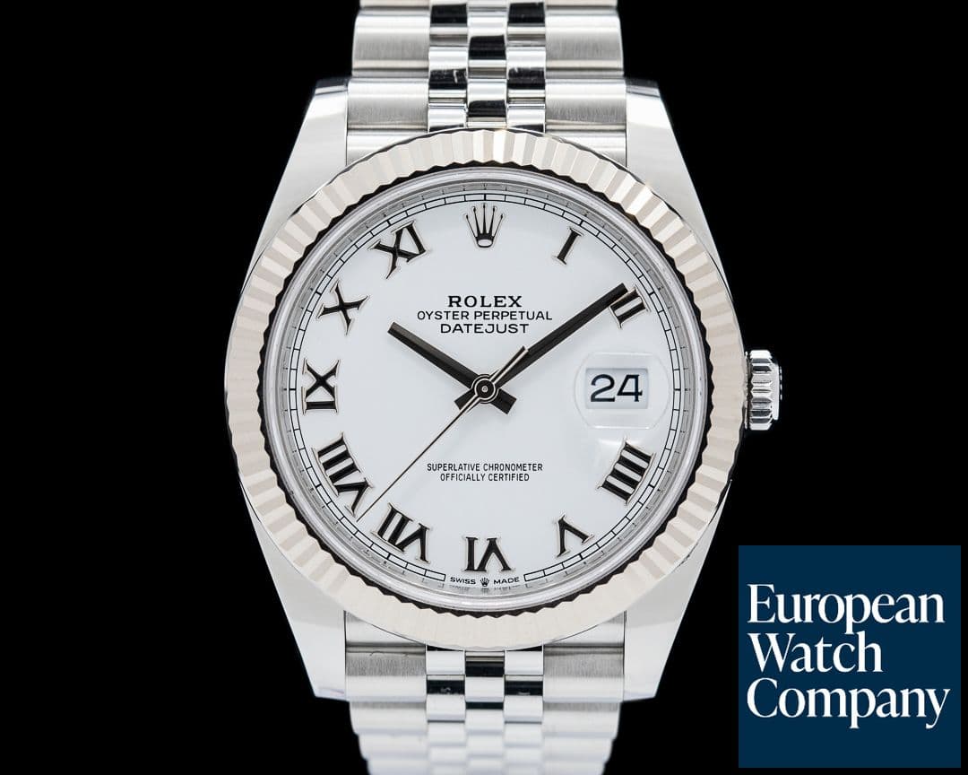 Image of Rolex Datejust 41 Fluted Jubilee SS White Roman Dial