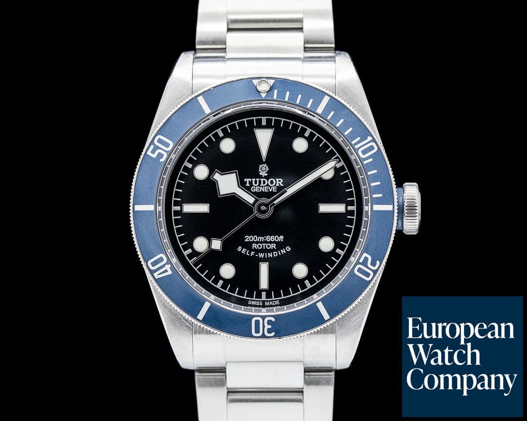 Image of Tudor Heritage Black Bay Blue Bezel Rose Logo SS Black Dial