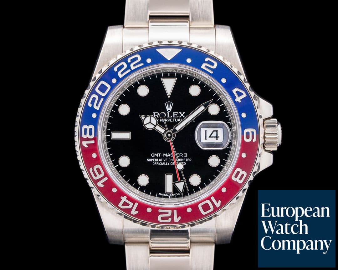 Image of Rolex 116719 GMT Master II Ceramic "Pepsi" 18K White Gold Black Dial