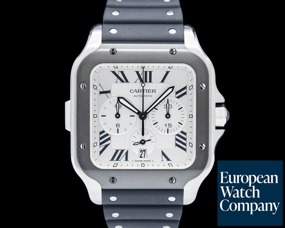 Image of Cartier Santos De Cartier Chronograph SS Silver Dial