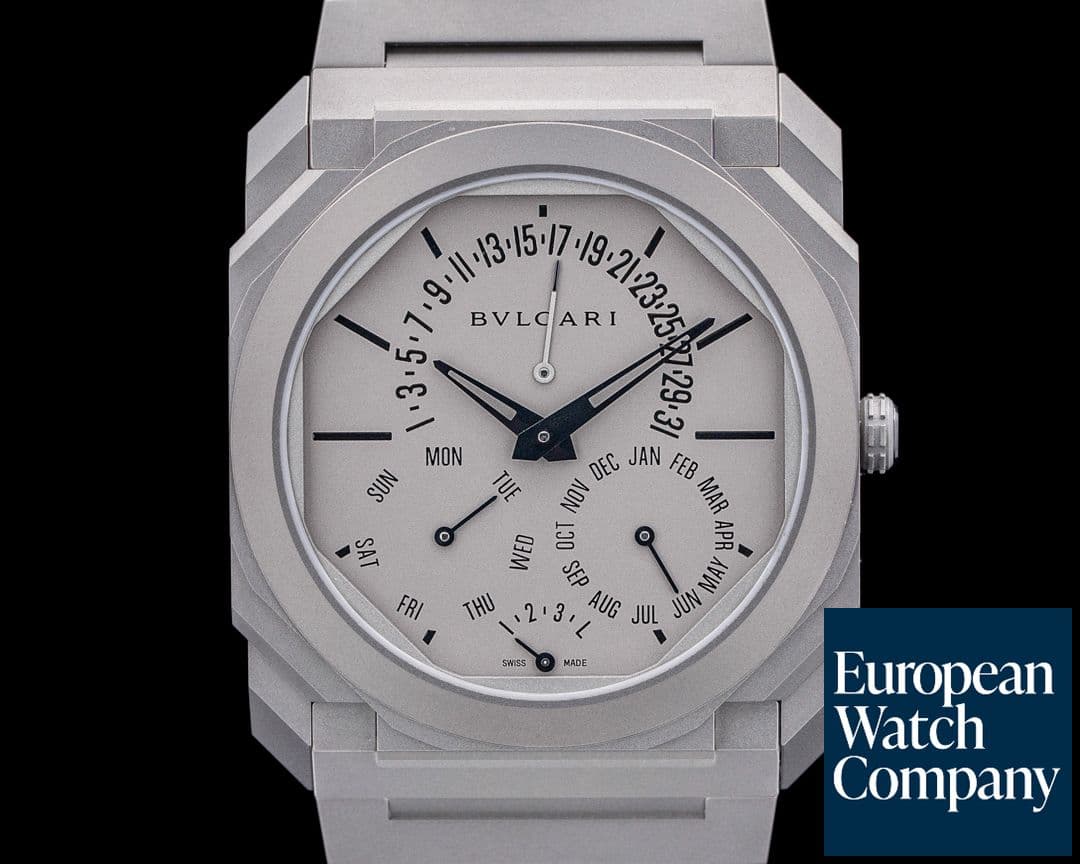 Image of Bulgari Octo Finissimo Extra Thin Perpetual Calendar Titanium Gray Dial