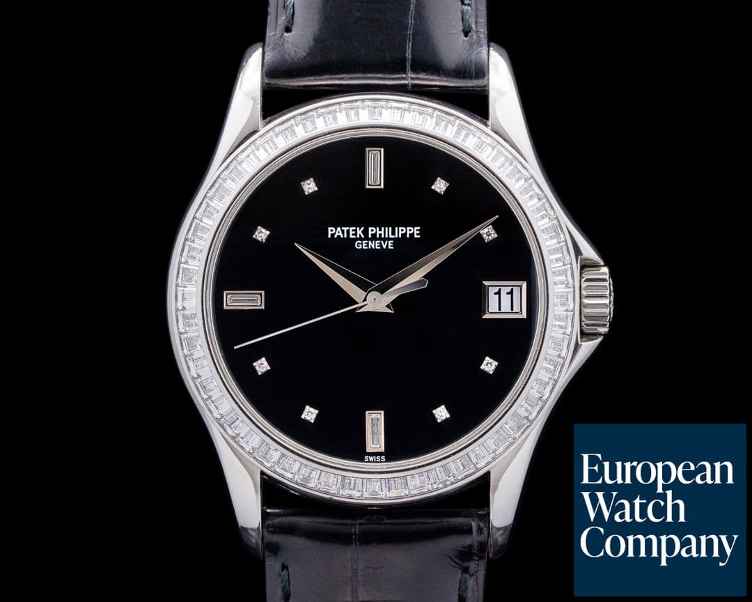 Image of Patek Philippe Calatrava 5118P Automatic Platinum Baguette Diamonds Black Dial RARE