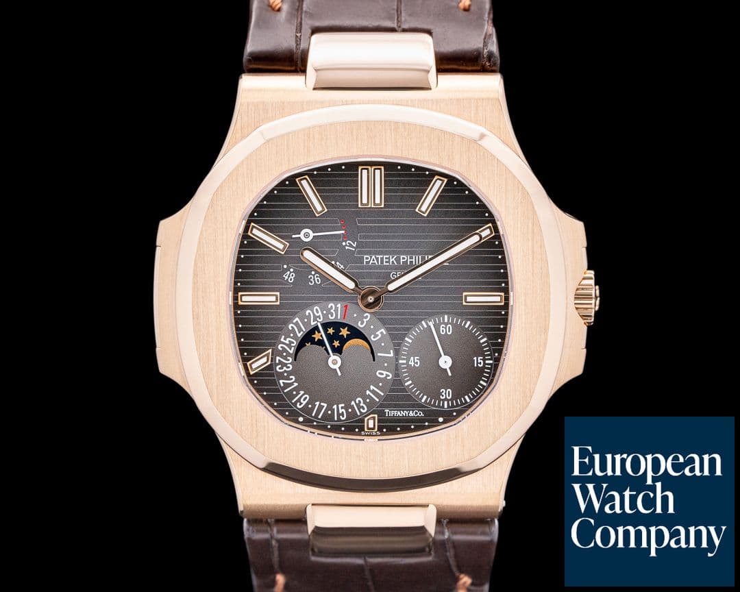 Image of Patek Philippe 5712R Jumbo Nautilus Power Reserve Moon 18K Rose Gold TIFFANY & CO