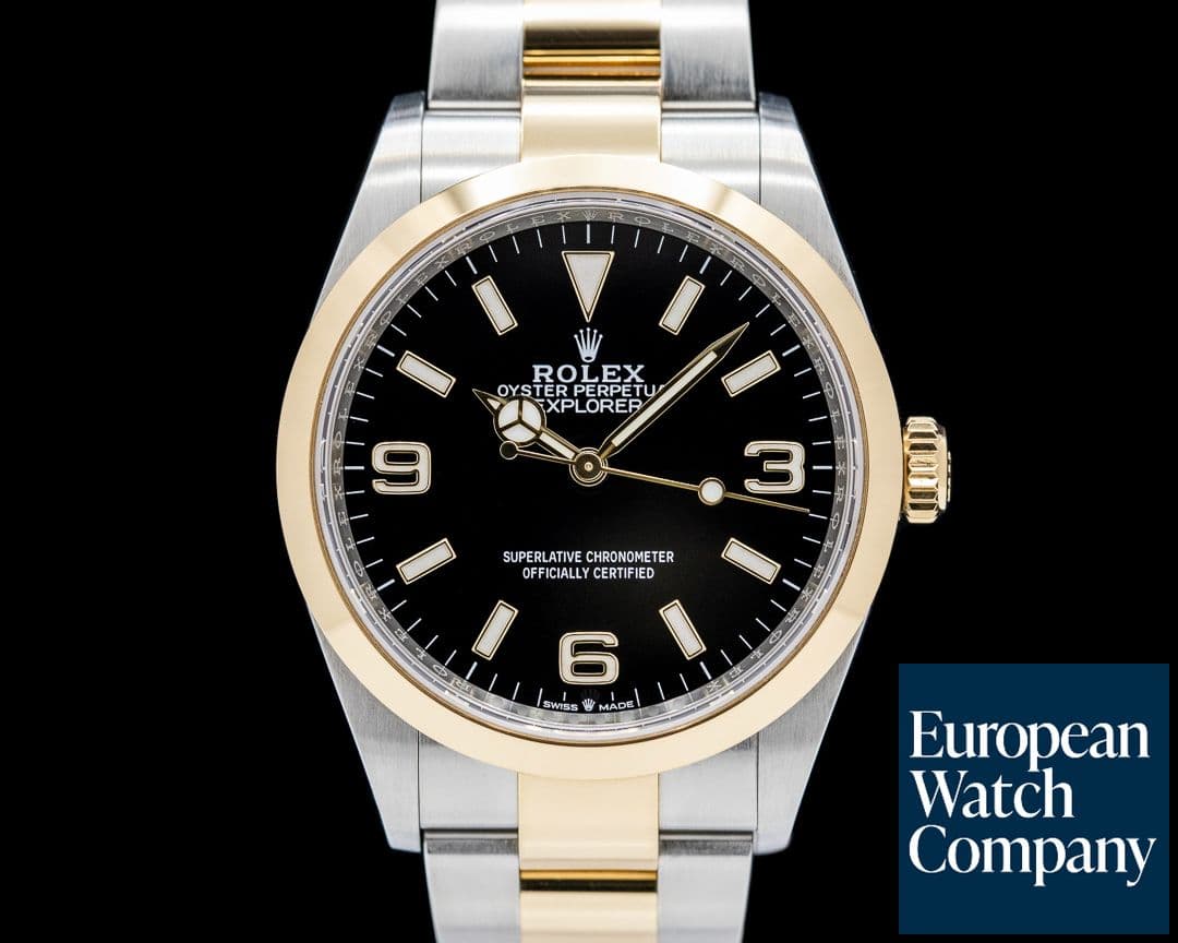 Image of Rolex Explorer 36 Stainless Steel / 18K Yellow Gold Black Dial